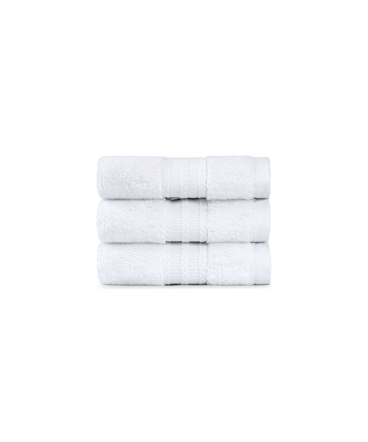 Nectarsoft 3 Pc Face Towel,625 Gsm , High End Luxury,Antimicrobial,Premium Cotton, Delica White