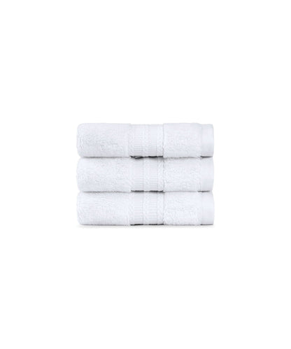 Nectarsoft 3 Pc Face Towel,625 Gsm , High End Luxury,Antimicrobial,Premium Cotton, Delica White