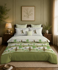 Classic Folklores King Bedsheet Set, Whispers of Vatika|210 TC Cotton| 2 Pillow Covers