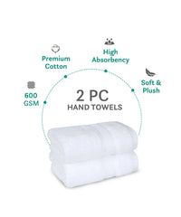 Indulgence 2Pc Hand Towel, Bright White|600 GSM Cotton