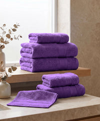 Soft Comfort 6Pc Towel Set, Plum|509 GSM Cotton|Air Rich Technology