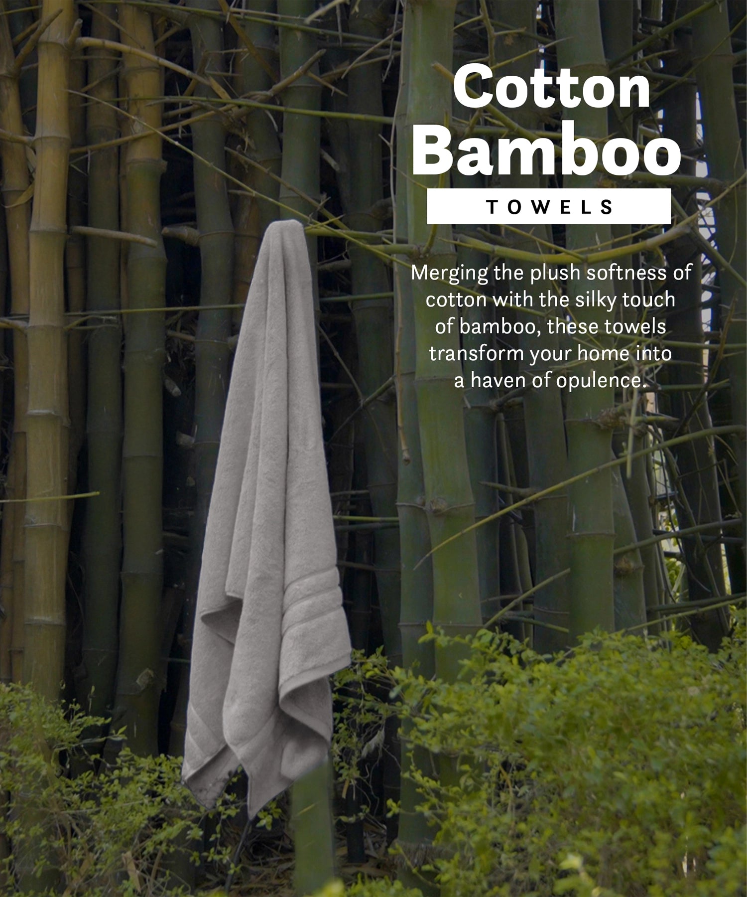 Luxe Home 1Pc Bath Towel, Charcoal| 600 GSM Cotton Bamboo