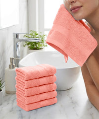 Soft Comfort 6Pc Face Towel Set, Coral Haze|509 GSM Cotton|Air Rich Technology