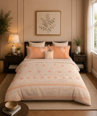 Classic Folklores King Bedsheet Set, In The Golden Hour|210 TC Cotton| 2 Pillow Covers