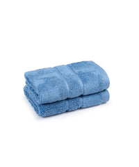 Luxe Home 2Pc Face Towel, Sea Blue| 600 GSM Cotton Bamboo