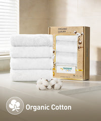 Organic Luxury 4Pc Face Towel, White|650 GSM Organic Cotton