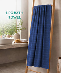 Quick Dry 1 Pc Bath Towel,Navy Blue|400 GSM Cotton
