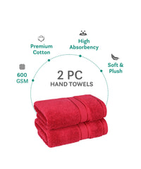 Indulgence 2Pc Hand Towel, Blood Red|600 GSM Cotton