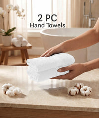 Luxehome Supima Cotton 2 Pc Hand Towel Set, White| 600 GSM | 100% Supima Cotton