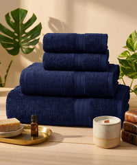 Celebration Towels 4Pc set, Regal Blue | 450GSM, 100% Cotton