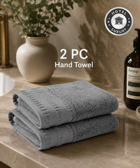 Luxe Home Egyptian Cotton 2 Pc Hand Towel Set,Graphite| 700 GSM | 100% Egyptian Cotton