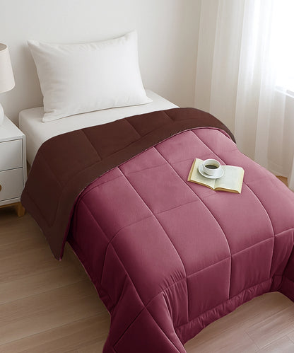 Soft Comfort Solid Single AC Blanket/Comforter, Hot Choclate|200 GSM Micro Polyester|Reversible