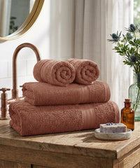Carnival Towels 4Pc Set, Brown| 450 GSM, 100% Cotton