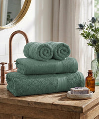 Carnival Towels 4Pc Set, Pine Green| 450 GSM, 100% Cotton