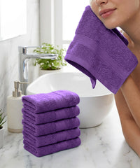 Soft Comfort 6Pc Face Towel Set,Plum|509 GSM Cotton|Air Rich Technology
