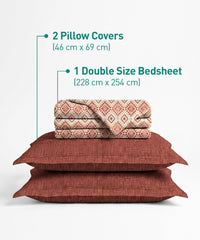 Urban Comfort Queen Bedsheet Set, Aria Red |144 TC Cotton| 2 Pillow Covers
