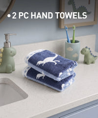 Juniors 2 Pc Hand Towel Set, Dino| 550 GSM | 100% Premium Cotton