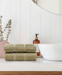 Dusk & Dawn Incense Wood 2 Hand Towel, 400 GSM, Cotton Rich, Weft Insert Solid Towel, Brown