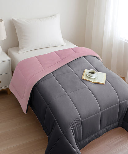 Soft Comfort Solid Single AC Blanket/Comforter, Rose Dust|200 GSM Micro Polyester|Reversible