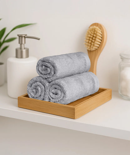 Quick Dry 3 Pc Face Towel, Charcoal Grey|400 GSM Cotton