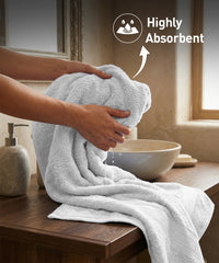 Soft Comfort 1Pc Bath Towel, White|509 GSM Cotton|Air Rich Technology