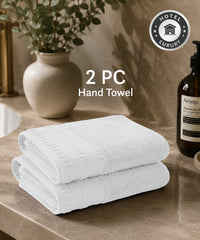 Luxe Home Egyptian Cotton 2 Pc Hand Towel Set,White| 700 GSM | 100% Egyptian Cotton