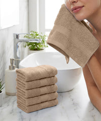 Soft Comfort 6Pc Face Towel Set, Acron,Brown|509 GSM Cotton|Air Rich Technology