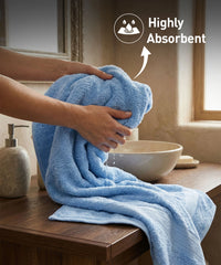 Soft Comfort 1Pc Bath Towel, Allure Blue|509 GSM Cotton|Air Rich Technology