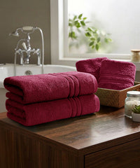 Moment Gold Towels 4Pc Set, Pomegranate | 400GSM 100% Cotton