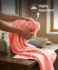 Soft Comfort 1Pc Bath Towel, Coral Haze|509 GSM Cotton|Air Rich Technology
