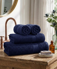Carnival Towels 4Pc Set, Regal Blue| 450 GSM, 100% Cotton