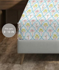 Soft Comfort King Fitted Bedsheet Set, Fiona |200TC Cotton|2 Pillow Covers