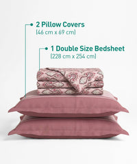 Urban Comfort Queen Bedsheet Set, Delicate Blush |144 TC Cotton| 2 Pillow Covers
