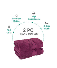 Indulgence 2Pc Hand Towel, Grape Wine|600 GSM Cotton