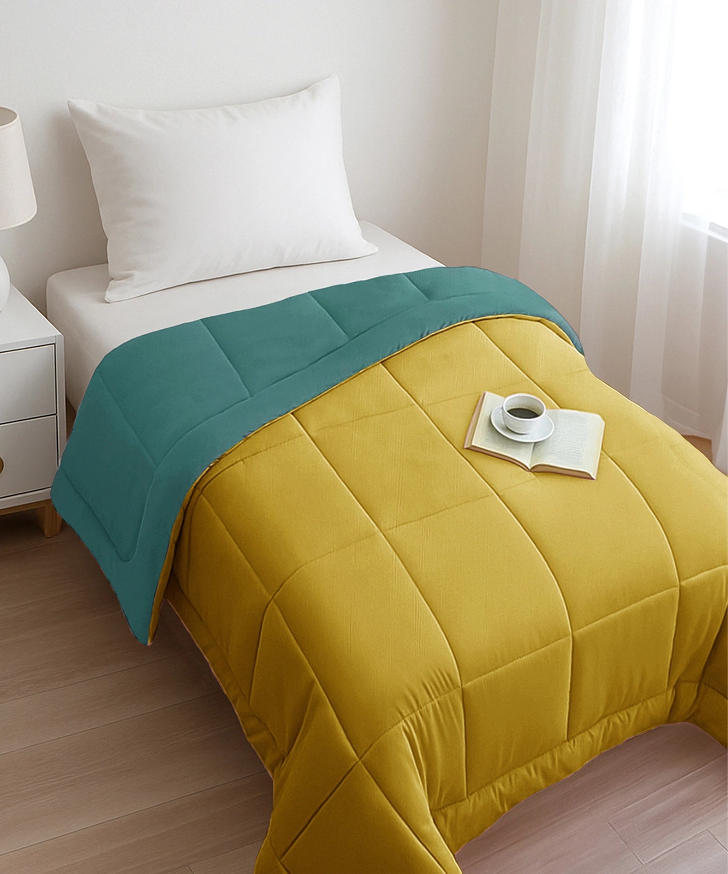 Soft Comfort Solid Single AC Blanket/Comforter, Tipsy Torquoise|200 GSM Micro Polyester|Reversible