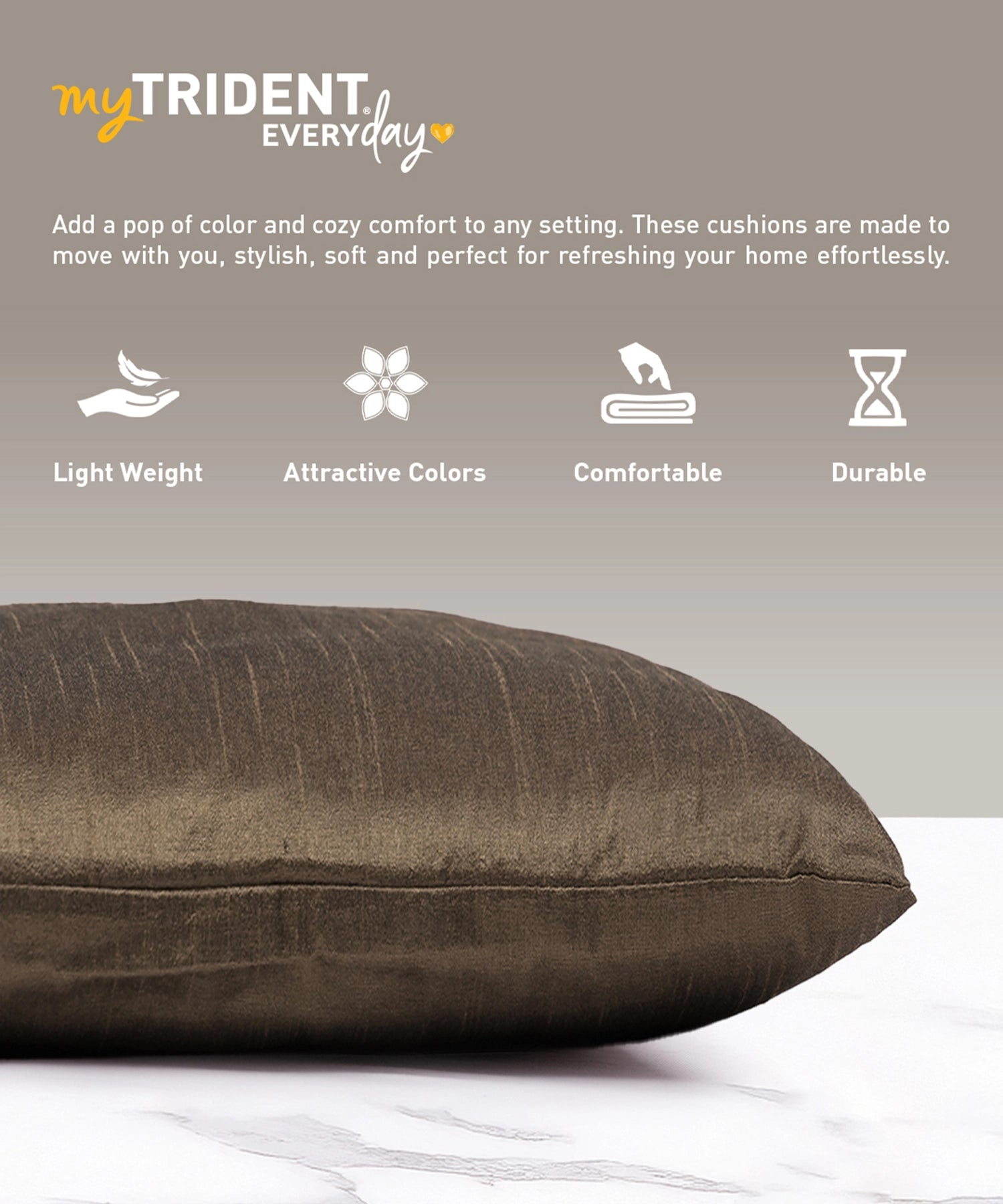 Everyday Solid Single Cushion, 250 GSM, 40 cm x 40 cm, Walnut
