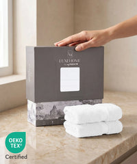 Luxe Home Supima Cotton 2 Pc Hand Towel Set, White| 600 GSM | 100% Supima Cotton