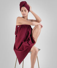 Urban Comfort (Head+Body)Wrap Set, Wine| 240 GSM Cotton