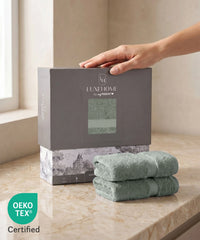 Luxe Home Supima Cotton 2 Pc Hand Towel Set, Priarie Sage| 600 GSM | 100% Supima Cotton