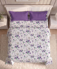 Urban Comfort Queen Bedsheet Set, Sunset Purple |144 TC Cotton| 2 Pillow Covers
