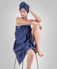 Urban Comfort (Head+Body)Wrap Set, Deep Cobalt| 240 GSM Cotton