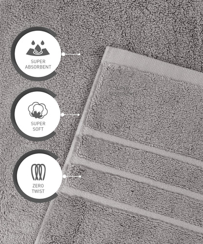 Luxe Home 2Pc Face Towel, Charcoal| 600 GSM Cotton Bamboo