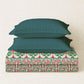 Home Essential Royal Bloom Queen Bedsheet Set, Rosario Teal| 144TC Cotton| 2 Pillow Covers