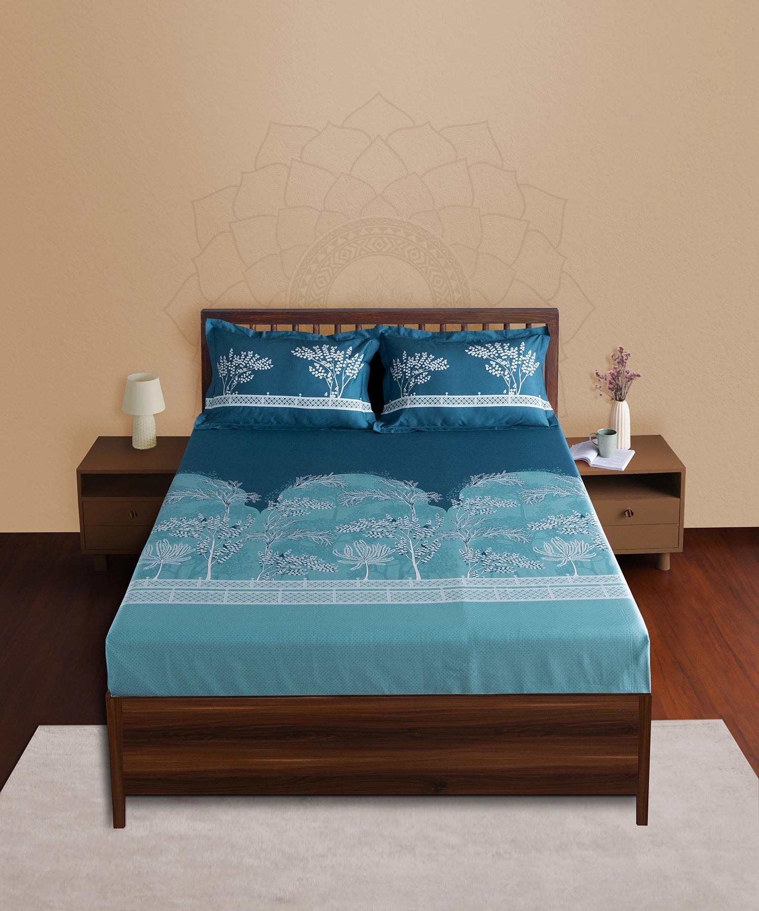Classic Prakriti King Bedsheet Set, Vayu|210 TC Cotton|2 Pillow Covers