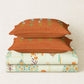 Home Essential Royal Bloom Queen Bedsheet Set, Gilded Dream Orange| 144TC Cotton| 2 Pillow Covers
