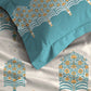 Celebration Queen Bedsheet Set, Saanjh Teal | 144 TC Cotton| 2 Pillow Covers