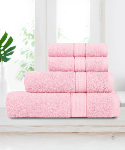 Celebration Powder Pink 4Pc Set Towel Gift Set, 450 Gsm, 100% Cotton, Solid