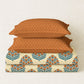 Home Essential Royal Bloom Queen Bedsheet Set, Dhalia Orange| 144TC Cotton| 2 Pillow Covers