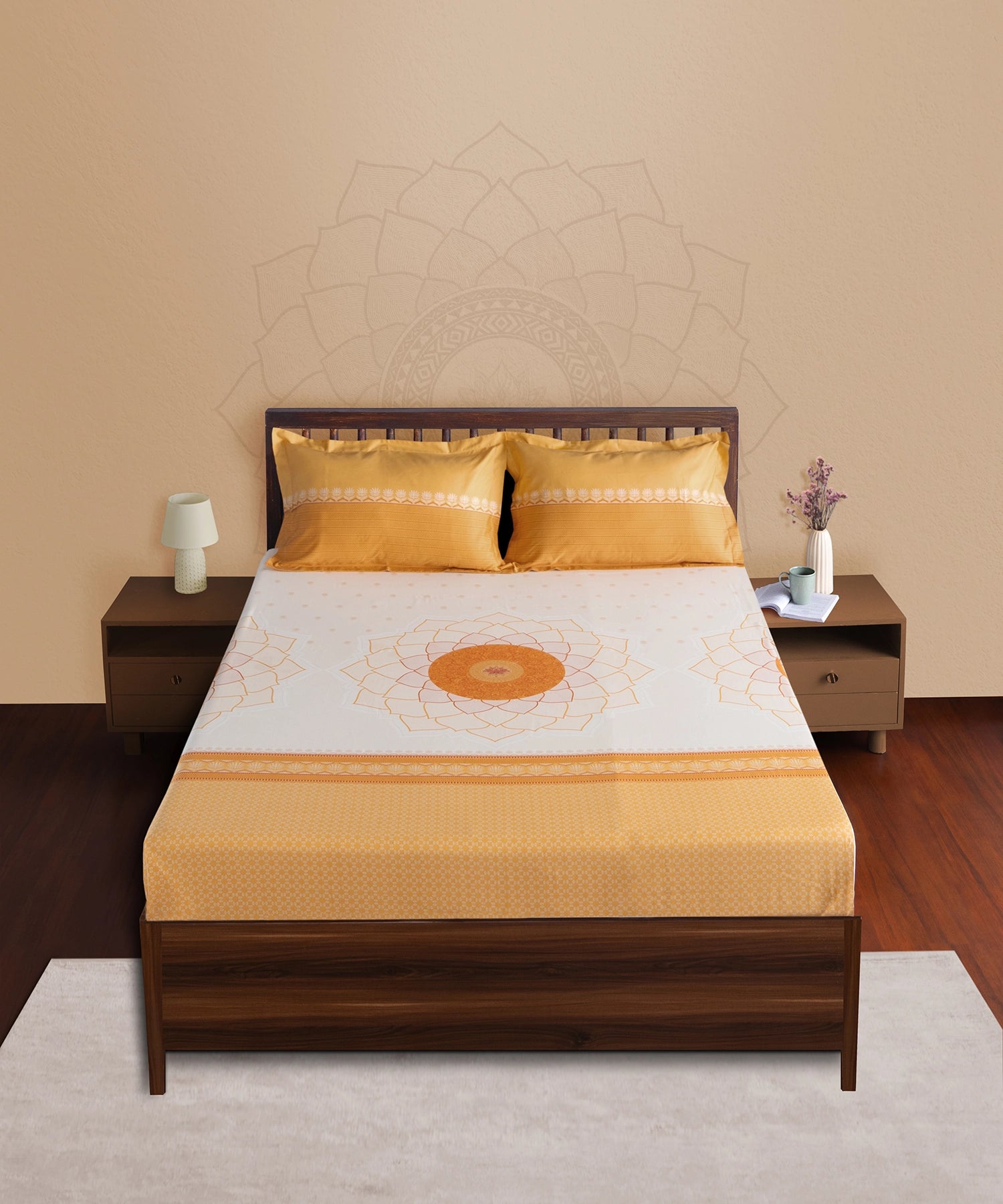 Classic Prakriti King Bedsheet Set, Arogya|210 TC Cotton|2 Pillow Covers