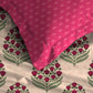 Home Essential Royal Bloom Queen Bedsheet Set, Dhalia Pink| 144TC Cotton| 2 Pillow Covers